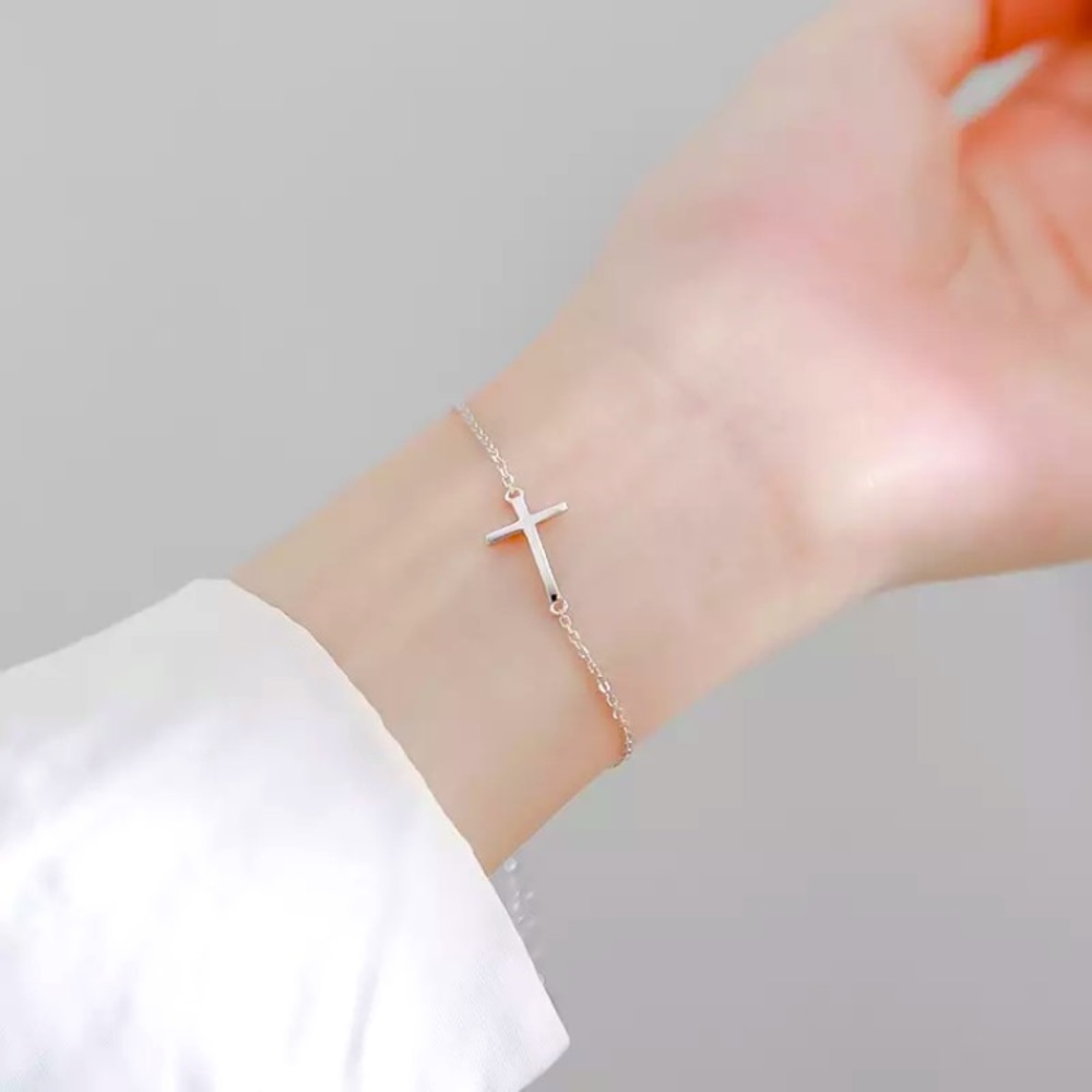 “Empowered” Minimalist Cross Faith Charm Bracelet - Picture 13 of 13